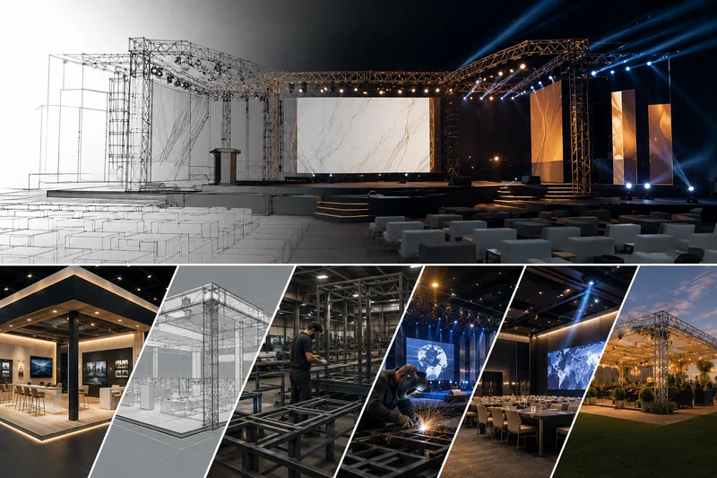 Design concept rendered and built as a live event stage